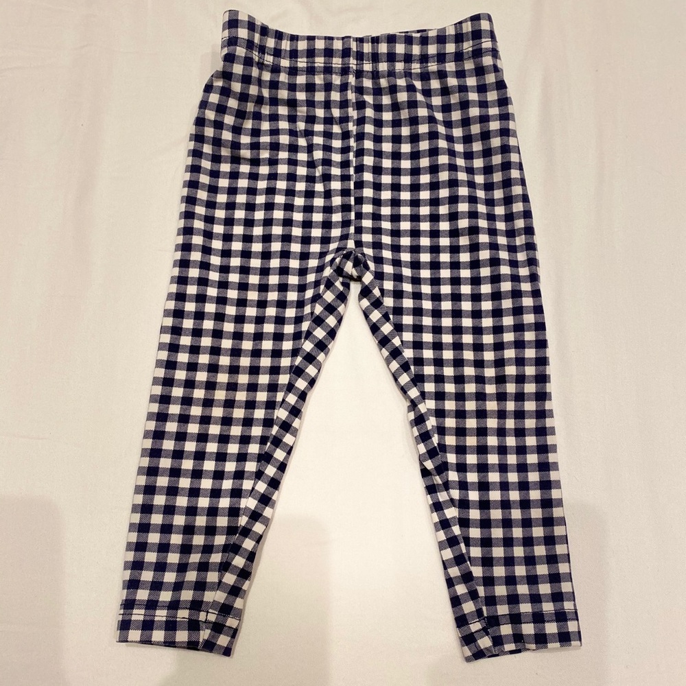 Hanna Anderson gingham navy white leggings 2T
